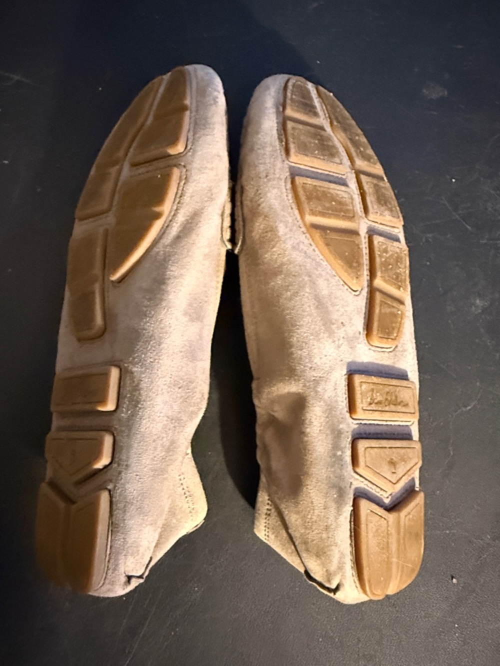 Sam Edelman Taupe Suede Driving Loafers with Logo Accent - Picture 4 of 5